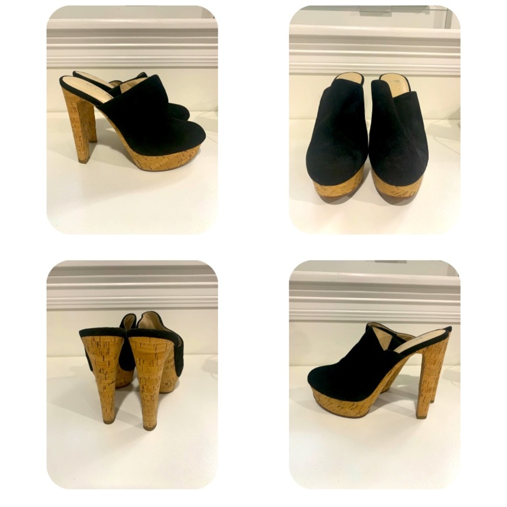 Michael Kors cork heel clogs, blk suede sz 36